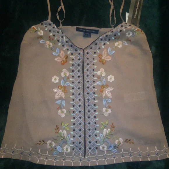French Connection Embroidered Blush Cami Top Sz 0 - Picture 10 of 10